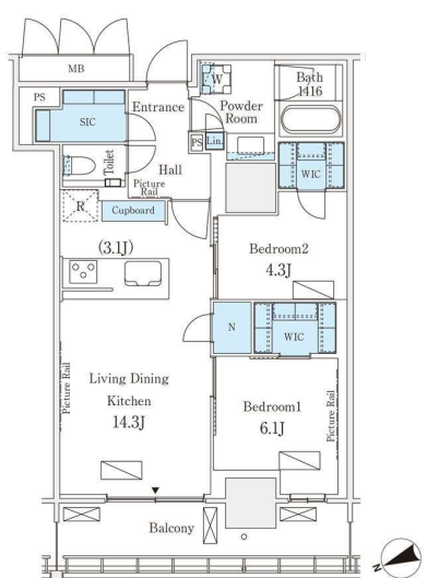 ロイヤルパークス品川　2311号室　間取り