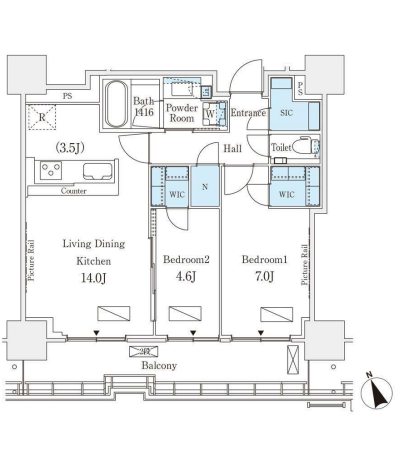 ロイヤルパークス品川　1506号室　間取り