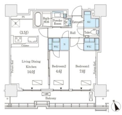ロイヤルパークス品川　1006号室　間取り