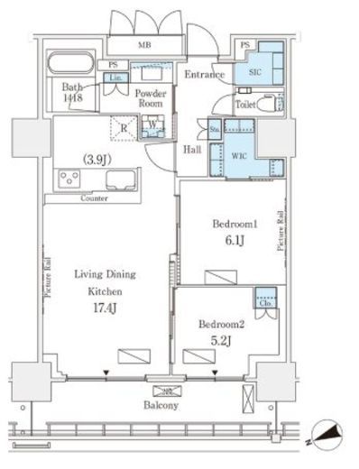 ロイヤルパークス品川　1013号室　間取り