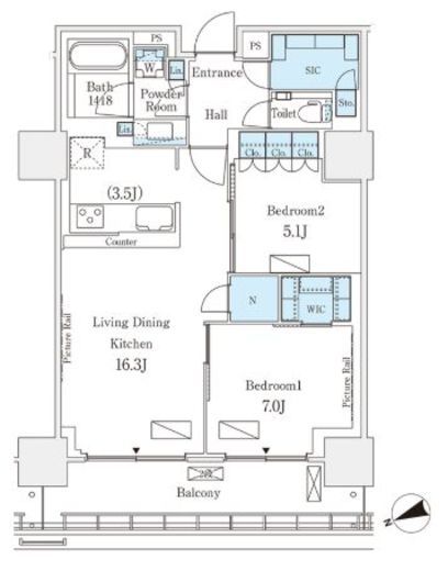 ロイヤルパークス品川　1110号室　間取り