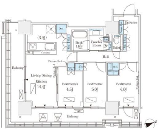 ロイヤルパークス品川　1305号室　間取り