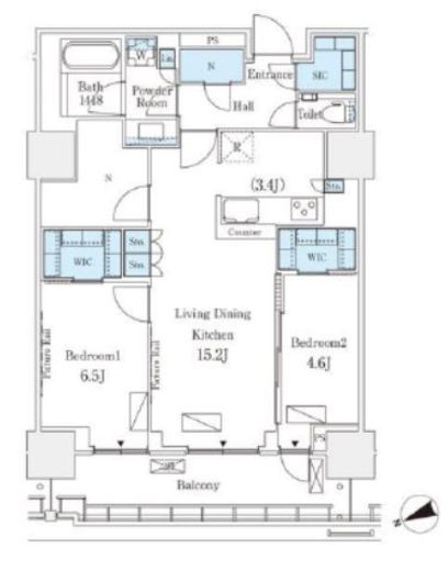 ロイヤルパークス品川　1314号室　間取り