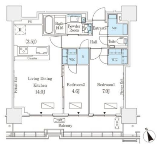 ロイヤルパークス品川　1506号室　間取り