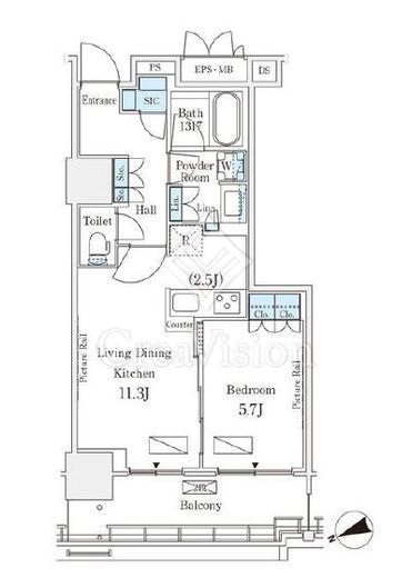ロイヤルパークス品川　1508号室　間取り