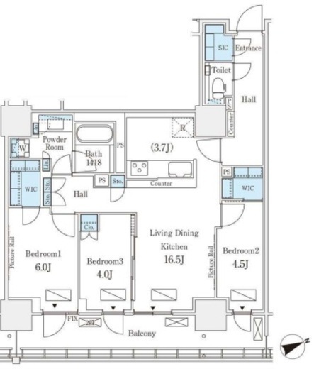 ロイヤルパークス品川　1702号室　間取り