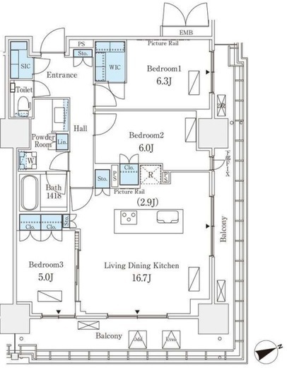 ロイヤルパークス品川　1816号室　間取り