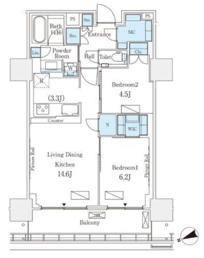 ロイヤルパークス品川　2009号室　間取り