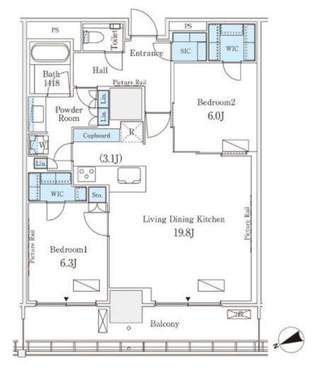ロイヤルパークス品川　2308号室　間取り