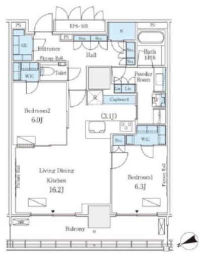 ロイヤルパークス品川　2309号室　間取り