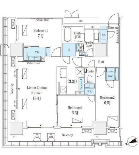 ロイヤルパークス品川　2414号室　間取り