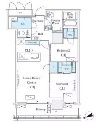 ロイヤルパークス品川　2512号室　間取り