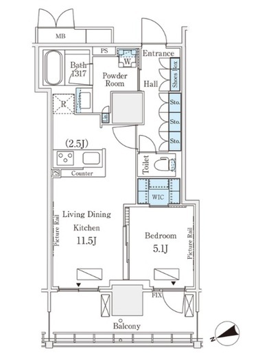 ロイヤルパークス品川　418号室　間取り