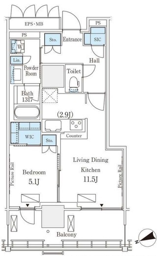 ロイヤルパークス品川　512号室　間取り
