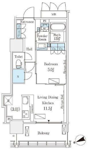 ロイヤルパークス品川　716号室　間取り