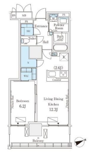 ロイヤルパークス品川　721号室　間取り