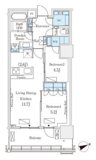 ロイヤルパークス品川　801号室　間取り