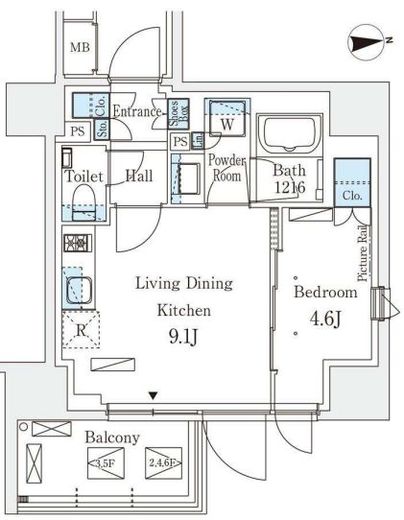 プライムガーデン恵比寿南　601号室　間取り