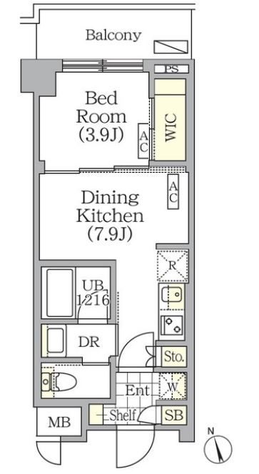 フロントプレイス飯田橋レジデンス　612号室　間取り