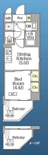 グローリオシェルト水道橋　301号室　間取り