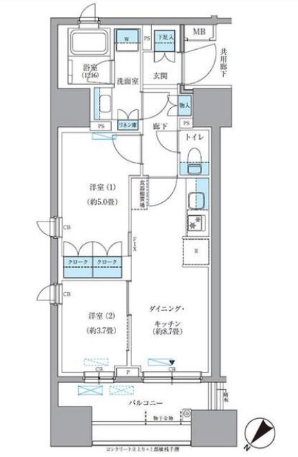 パークアクシス東日本橋　708号室　間取り