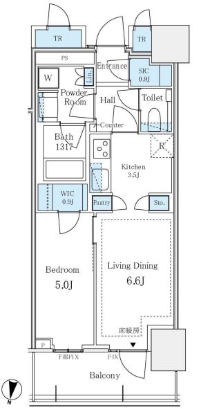 パークタワー西新宿　1013号室　間取り