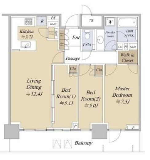 パークタワー西新宿　1907号室　間取り