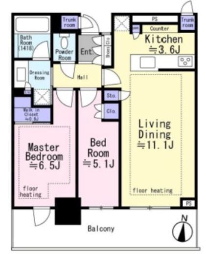 パークタワー西新宿　19F3号室　間取り