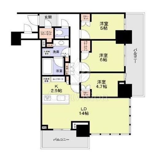パークタワー西新宿　2011号室　間取り