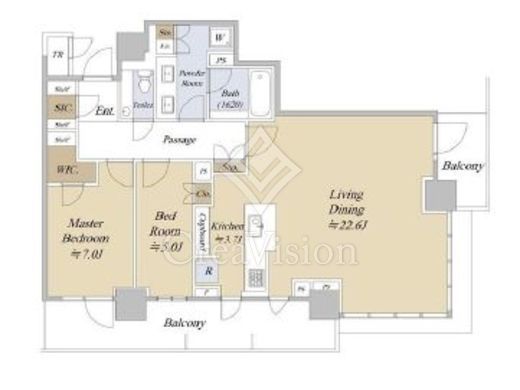 パークタワー西新宿　38F1号室　間取り