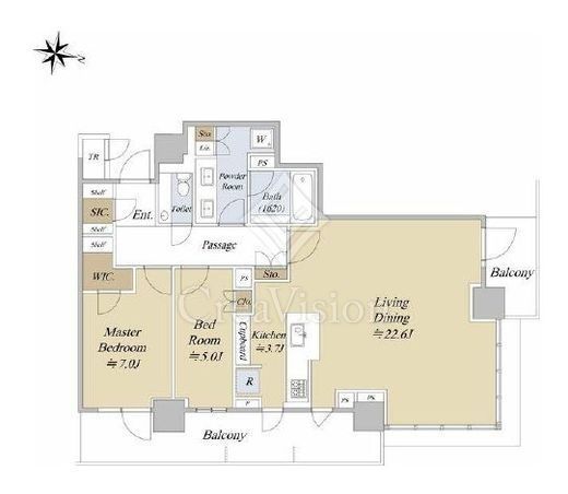 パークタワー西新宿　38F1号室　間取り