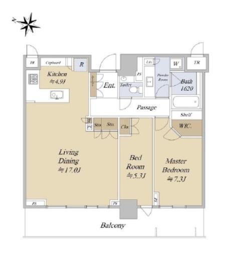 パークタワー西新宿　35F2号室　間取り