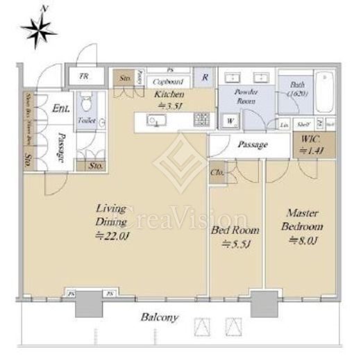 パークタワー西新宿　38F8号室　間取り