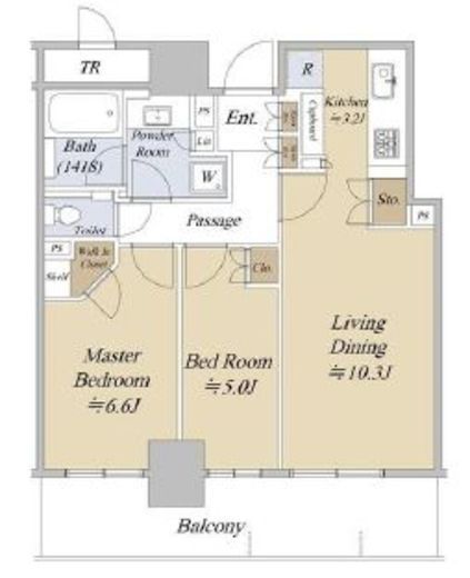 パークタワー西新宿　18F1号室　間取り