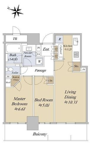 パークタワー西新宿　18F2号室　間取り