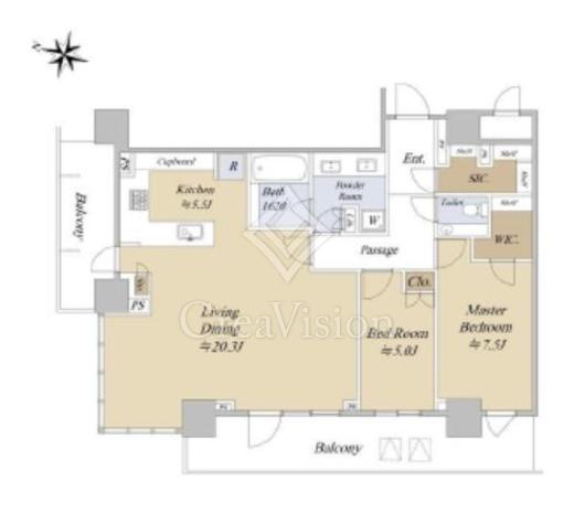 パークタワー西新宿　38F9号室　間取り