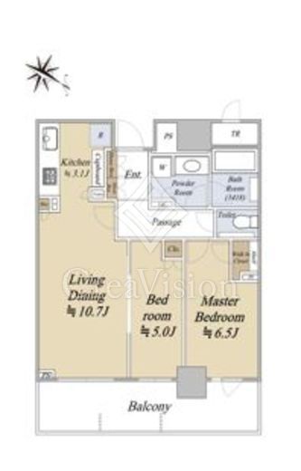 パークタワー西新宿　33F8号室　間取り