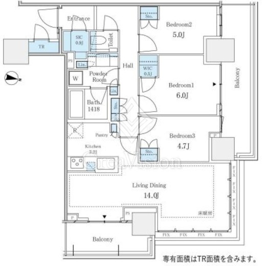 パークタワー西新宿　712号室　間取り