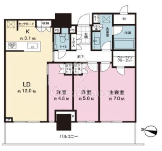 パークタワー西新宿　1802号室　間取り