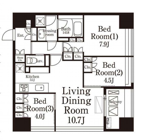 パークキューブ春日安藤坂　1203号室　間取り
