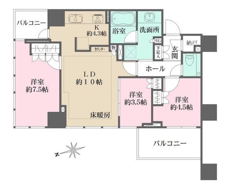 クラッシィタワー新宿御苑　801号室　間取り