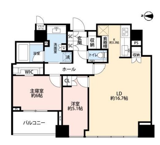 クラッシィタワー新宿御苑　2503号室　間取り
