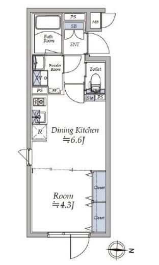 アトリオフラッツ菊川north 　201号室　間取り
