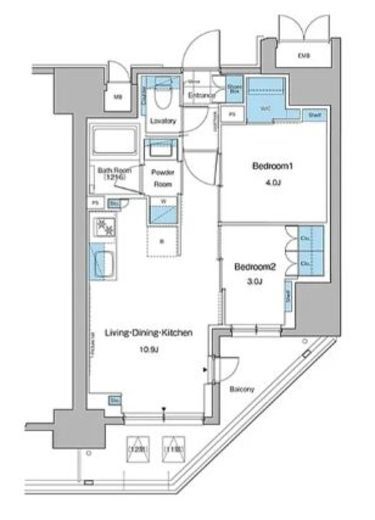 ルフォンプログレ秋葉原マークス　1206号室　間取り