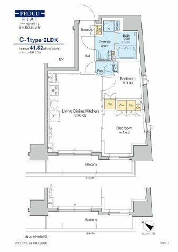 プラウドフラット日本橋大伝馬町　603号室　間取り