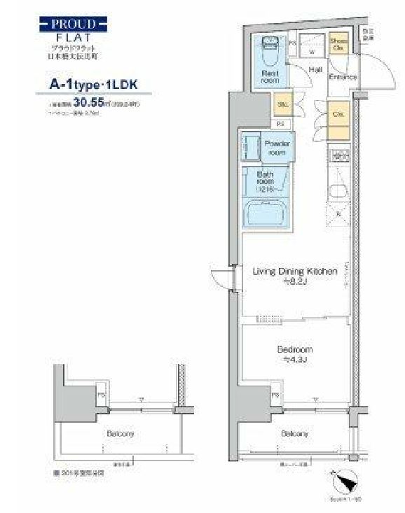 プラウドフラット日本橋大伝馬町　401号室　間取り