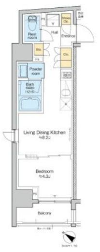 プラウドフラット日本橋大伝馬町　701号室　間取り