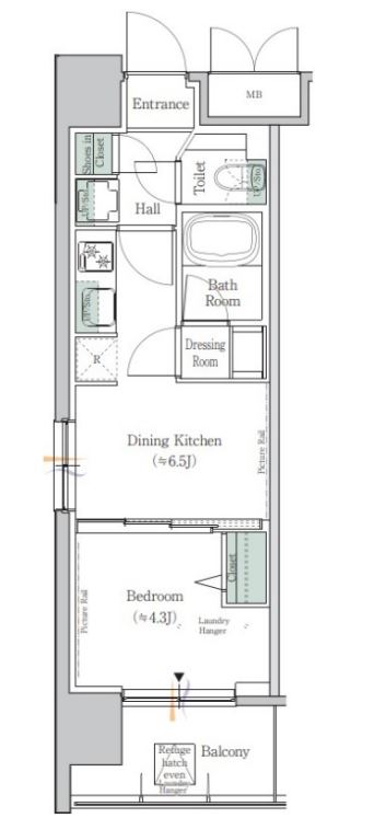 ワンルーフレジデンス台東根岸　806号室　間取り
