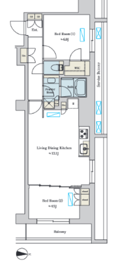 ブリリアイスト池尻大橋　113号室　間取り