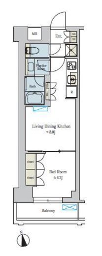 ブリリアイスト池尻大橋　309号室　間取り
